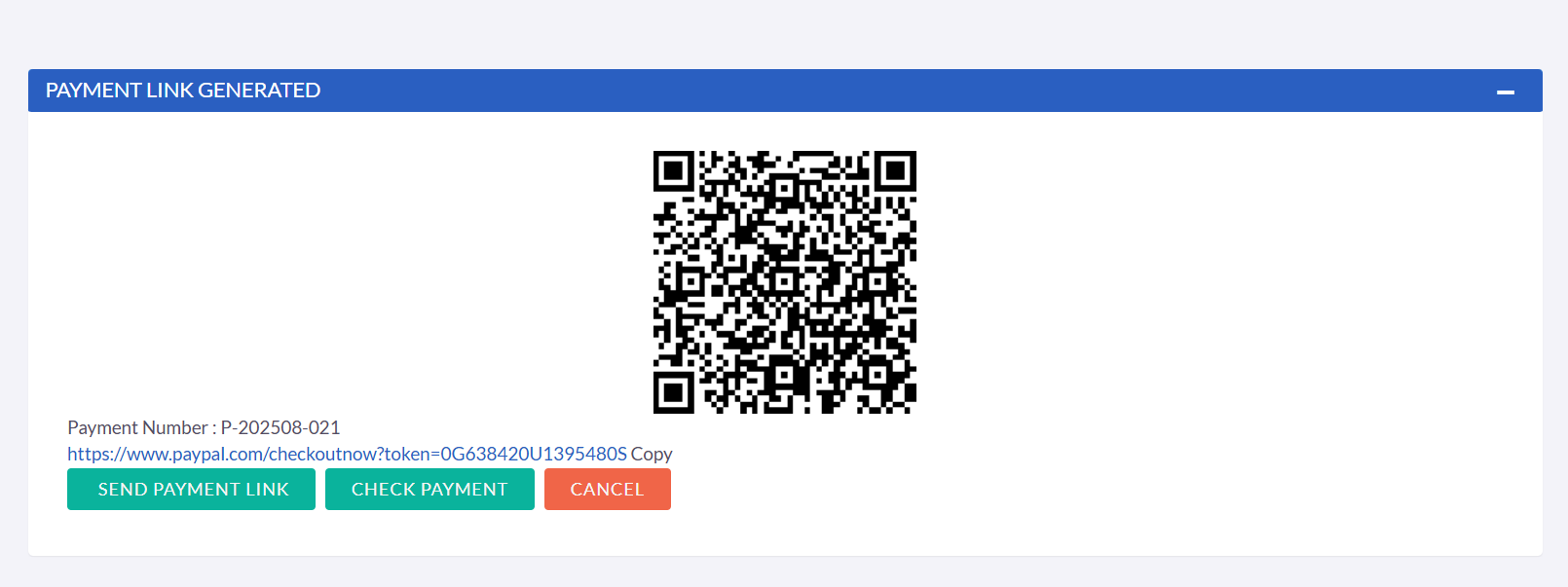 Created Payment view