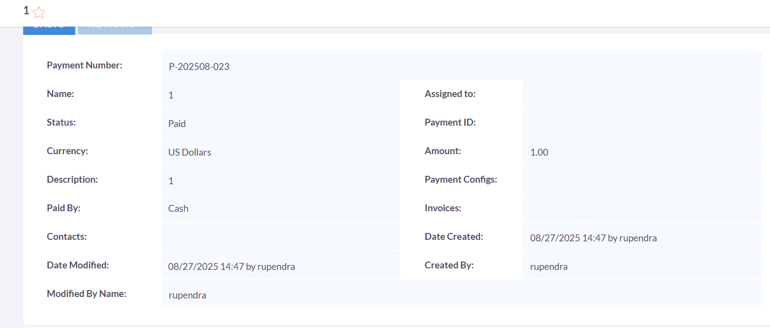 Transaction page view